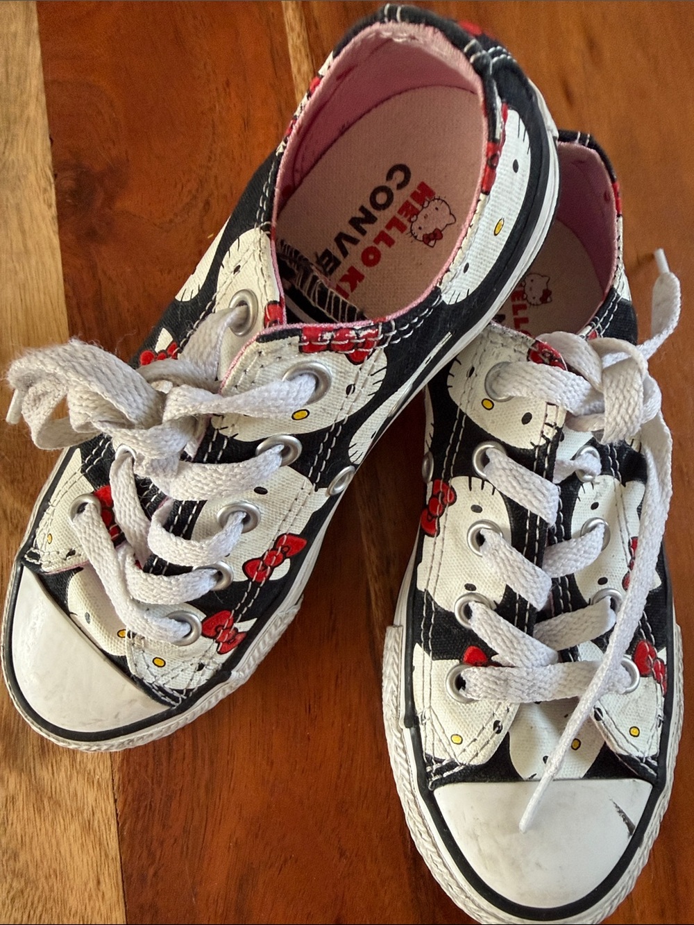 Converse Kids Hello Kitty Black, White & Red Low Top Sneakers